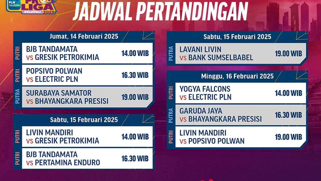 Jadwal dan Link Live Streaming PLN Mobile Proliga 2025 di Vidio Pekan Ini