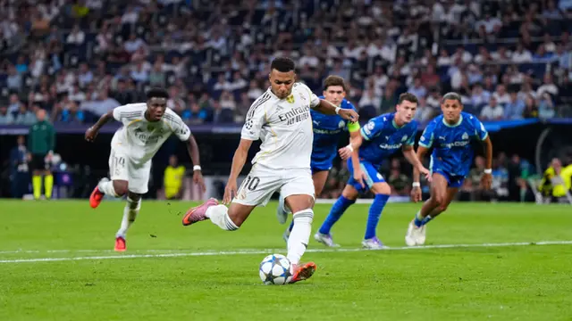 Foto: Aksi Memukau Kylian Mbappe, Borong 2 Gol Bawa Real Madrid Bungkam Marseille di Liga Champions