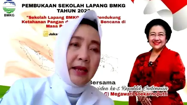 Kepala BMKG Dwikorita Karnawati dalam acara Pembukaan Bersama Sekolah Lapang BMKG Tahun 2020.