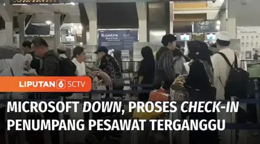 Gangguan secara global pada sistem operasi Microsoft Windows berdampak pada sistem layanan check in konter penumpang di Terminal 3 Bandara Soekarno Hatta. Akibatnya antrean panjang penumpang pun terjadi di sejumlah konter maskapai.