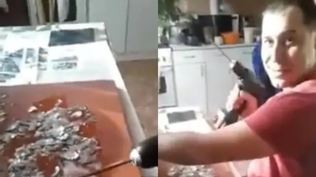 bersihkan sisik ikan pakai bor (foto: twitter/@sammypasau)
