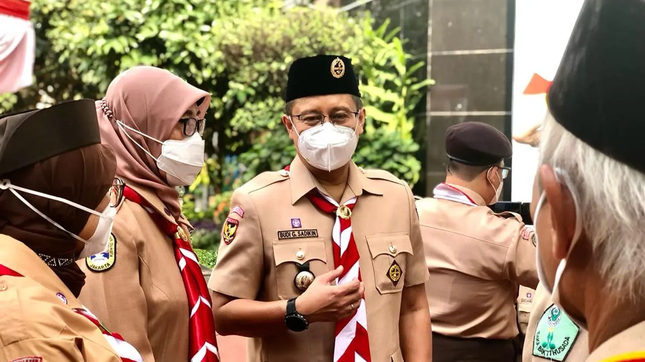 Menteri Kesehatan Budi Gunadi Sadikin hadiri upacara hari ulang tahun Saka Bakti Husada (SBH) ke-37 di gedung Kementerian Kesehatan, Jakarta Selatan, Rabu (20/7/2022).