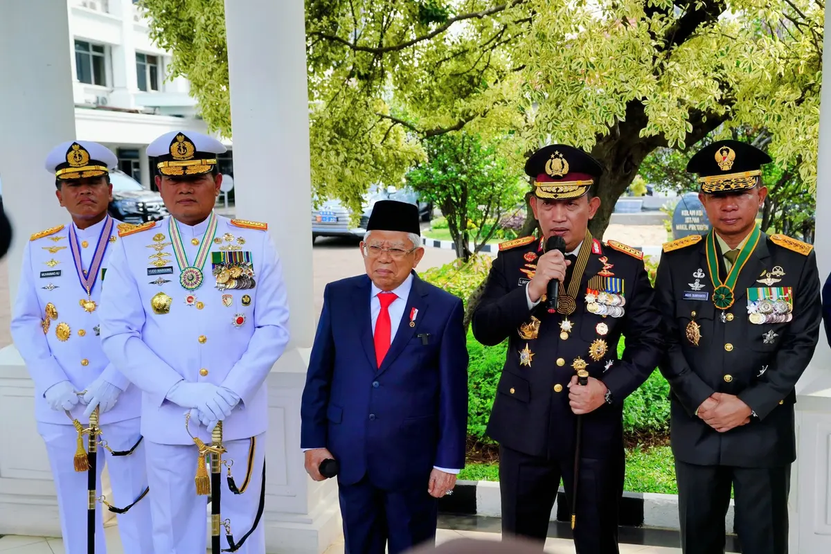 Kapolri Jenderal Listyo Sigit Prabowo di Istana Wakil Presiden (Wapres), Rabu (15/11/2023).