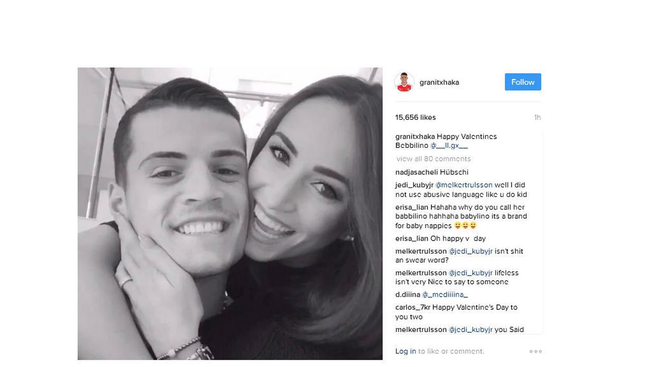 Granit Xhaka ikut merayakan Valentine Day yang jatuh setiap tanggal 14 Februari 