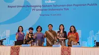 Rapat Umum Pemegang Saham Tahunan (RUPST) PT Unilever Indonesia Tbkyang digelar di ICE BSD, Kabupaten Tangerang, Rabu (15/6/2022).