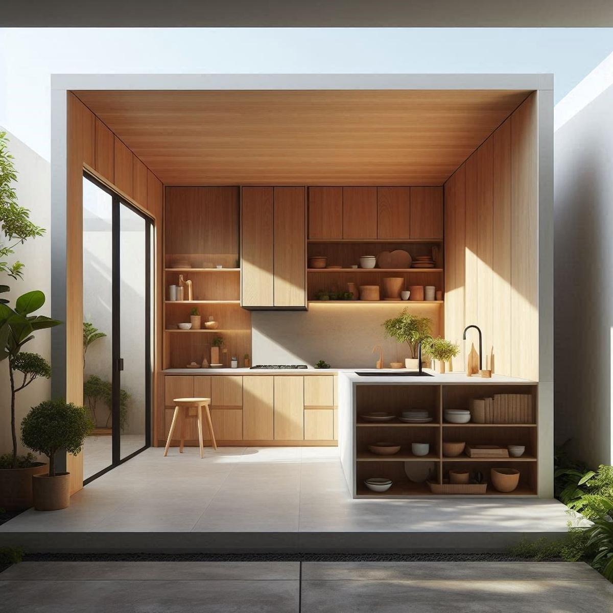 Desain Dapur Belakang Rumah yang Terbuka