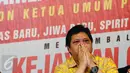 Airlangga Hartarto saat deklarasi pencalonan sebagai calon Ketua Umum Partai Golkar di Jakarta, Selasa (1/3/2016). Airlangga mengusung tujuh misi yang dinamakan Eka Sapta Dalam Eka Trio. (Liputan6.com/Helmi Fithriansyah)