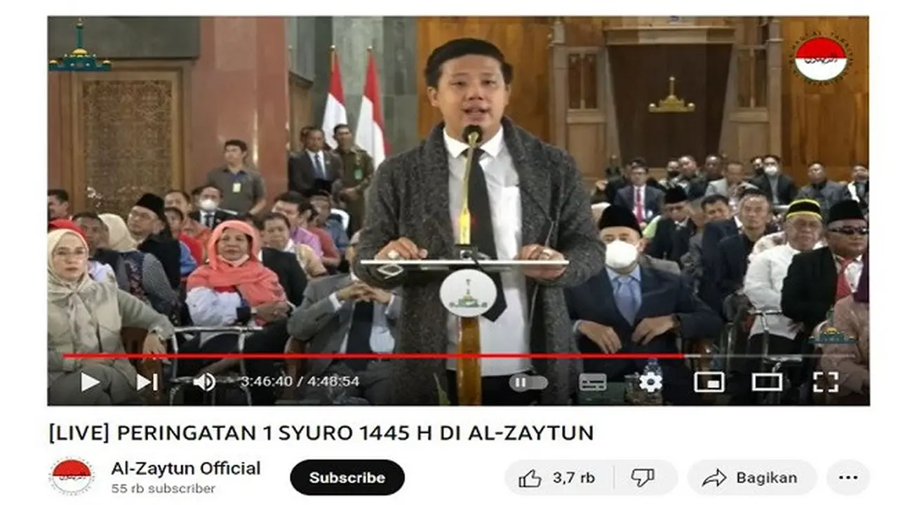 Pengusaha sekaligus YouTuber Pablo Benua Saat Menghadiri Acara Peringatan 1 Syuro 1445 Hijriah di Ponpes Al Zaytun, Indramayu, Jawa Barat (sumber: YouTube Al-Zaytun Official).
