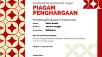 Contoh sertifikat lomba 17 Agustus dengan warna merah-putih dan sentuhan batik. (Liputan6.com/Canva/Bornx Design)