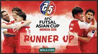 Timnas Futsal Indonesia Runner-up Piala Asia Futsal 2026. (Grafis Wiwig Prayugi/Bola.com)