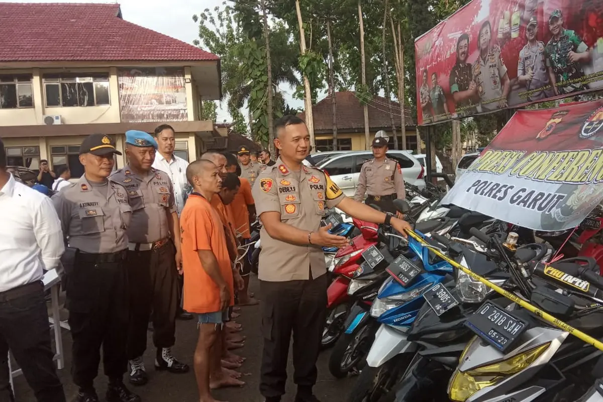 Deretan kendaraan hasil curanmor yang berhasil diamankan polers Garut dalam dua bulan terakhir