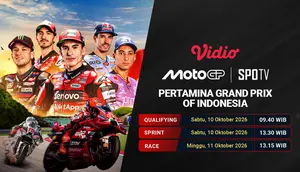Nonton MotoGP Pertamina Grand Prix of Indonesia 2026: Qualifying, Sprint, dan Race di Vidio