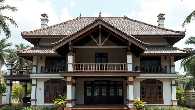 rumah gaya kolonial (ilustrasi by qwen.ai)