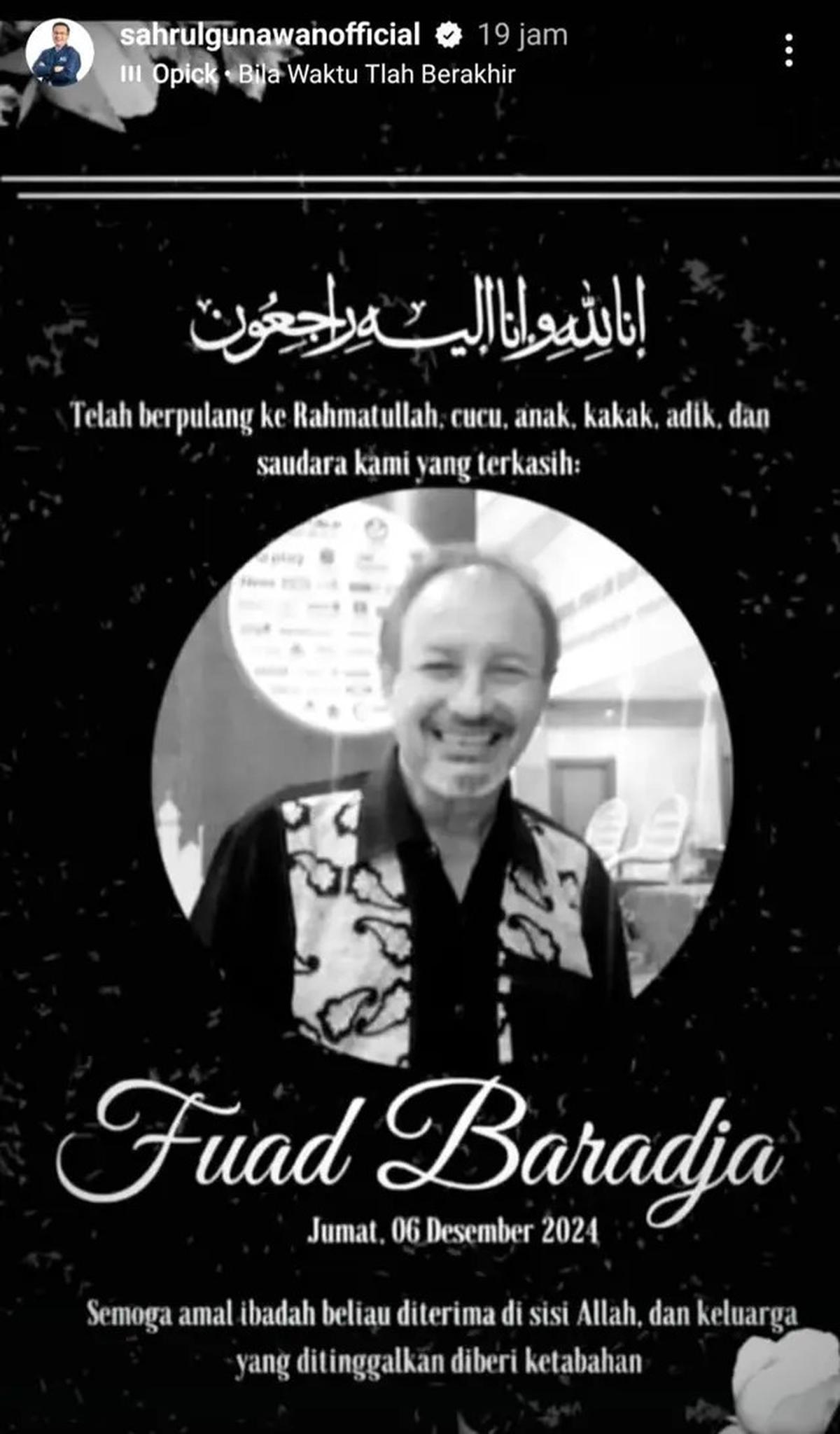 Fuad Baradja Bintang Sinetron Jin dan Jun Meninggal Dunia