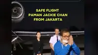 Sikap Jackie Chan Saat Pulang Naik Jet Pribadi Usai Kunjungan Singkat di Indonesia Banjir Pujian.&nbsp; foto: TikTok @supflyaviation