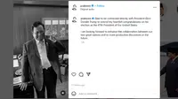 Presiden Prabowo Telepon Donald Trump, Sampaikan Niat Ingin Bertemu Langsung di AS