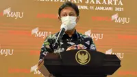 Menteri Kesehatan RI Budi Gunadi Sadikin memberikan keterangan pers usai rapat terbatas di Istana Kepresidenan Jakarta, Senin (11/1/2021). (Humas Sekretariat Kabinet)