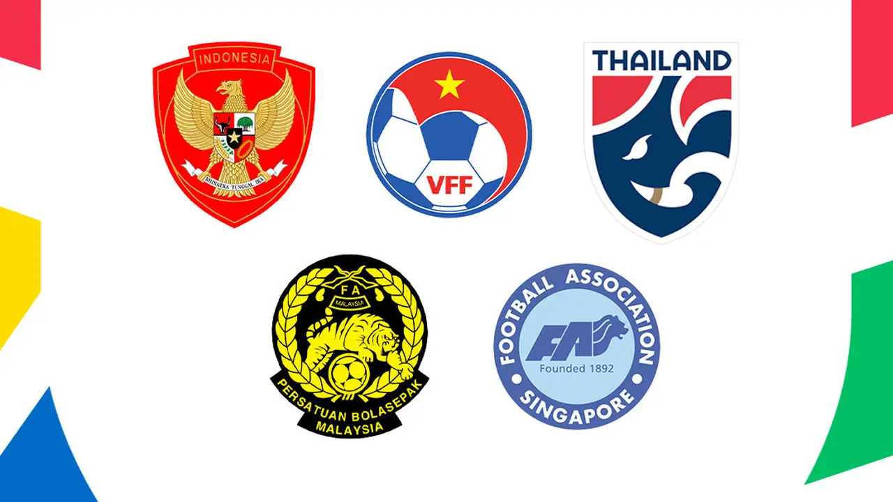 Piala AFF 2024 - Ilustrasi Logo Timnas Indonesia, Vietnam, Thailand, Malaysia dan Singapura
