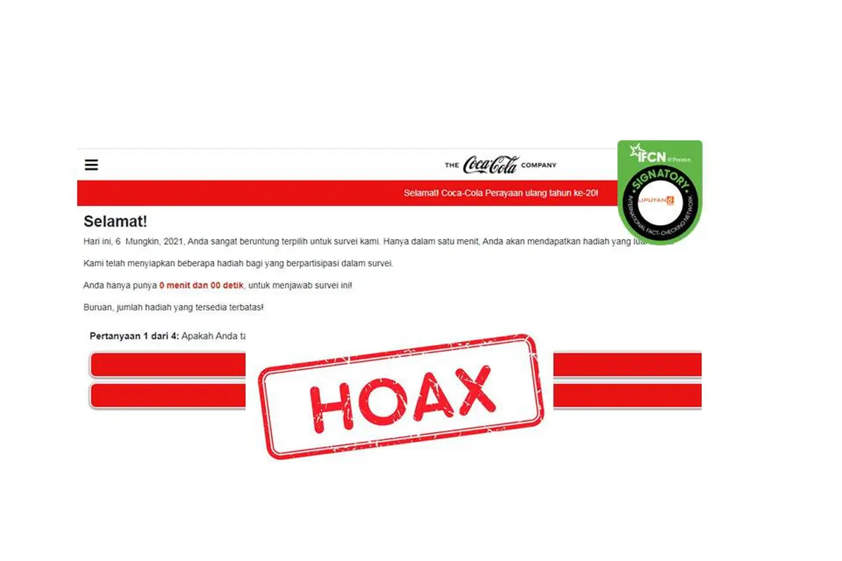 Cek Fakta Coca-Cola mengadakan program survei berhadiah