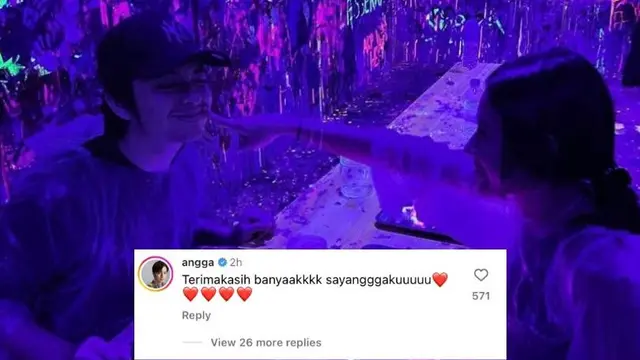 Angga Yunanda membalas unggahan Shenina Cinnamon penuh cinta.  (Instagram.com/@sheninacinnamon)