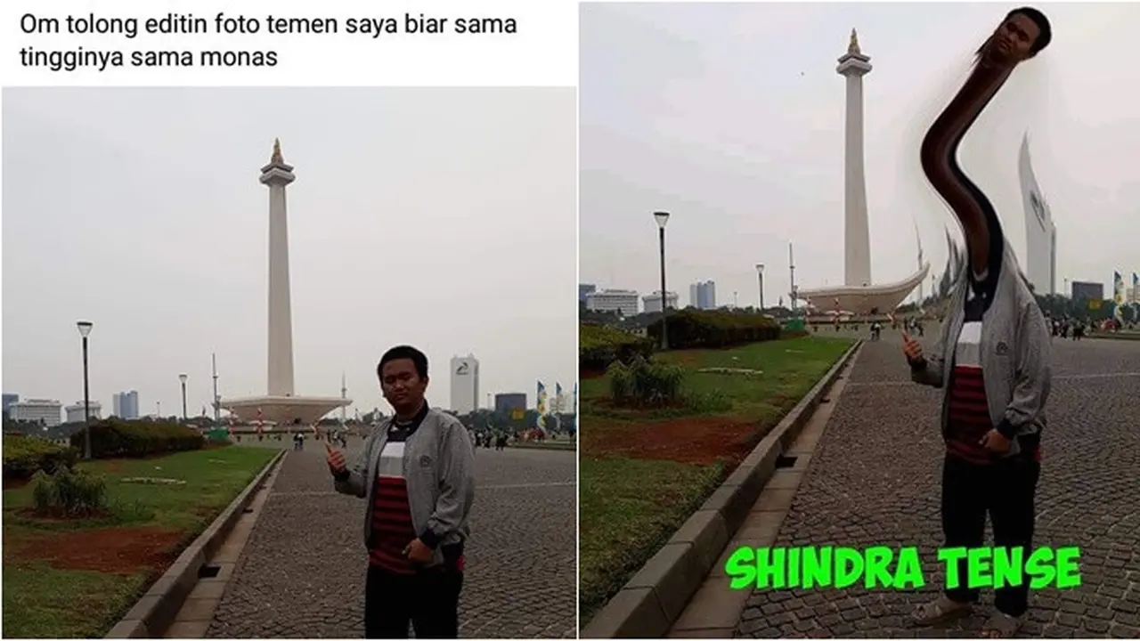 Ingin Tinggi Seperti Monas, 6 Editan Foto Netizen Ini Bikin Ngakak