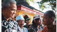 Ganjar Pranowo Sambut Para Biksu yang Jalan Kaki dari Thailand ke Candi Borobudur.&nbsp; foto: Instagram @ganjar_pranowo