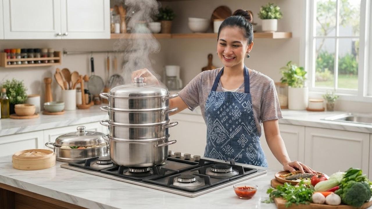 Gunakan Panci Bertingkat atau Multi Pot (AI Generated)