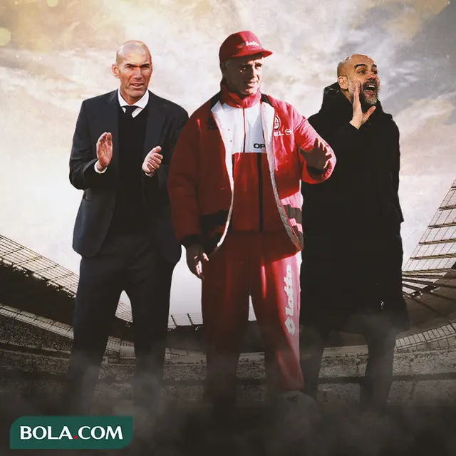 Ilustrasi - Zinedine Zidane, Arrigo Sacchi, Pep Guardiola