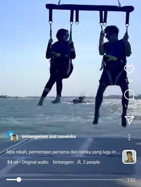 Bintang Emon dan Alca memilih pulau dewata Bali jadi tujuan bulan madu. Vibe pengantin baru emang beda sih ya. (Instagram.com/bintangemon)