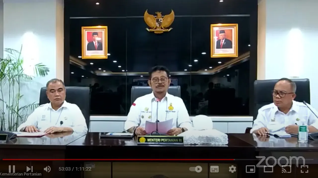 Mentan Syahrul Yasin Limpo menggelar konferensi pers perihal penanganan penyakit kuku dan mulut hewan yang tengah merebak di Jakarta, Rabu (11/5/2022).