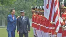 Presiden Joko Widodo saat menerima kunjungan kenegaraan Raja Malaysia Yang Dipertuan Agong XVI Al-Sultan Abdullah Al-Mustafa Billah Shah Ibni Almarhum Sultan Haji Ahmad Shah Al-Musta'in Billah di Istana Bogor, Jawa Barat, Selasa (27/8/2019). (Liputan6.com/Pool/Seskab:Abdurahman)