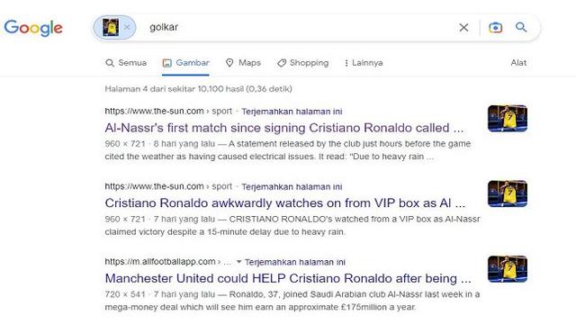 Gambar Tangkapan Layar Penelusuran Foto Menggunakan Google Images.