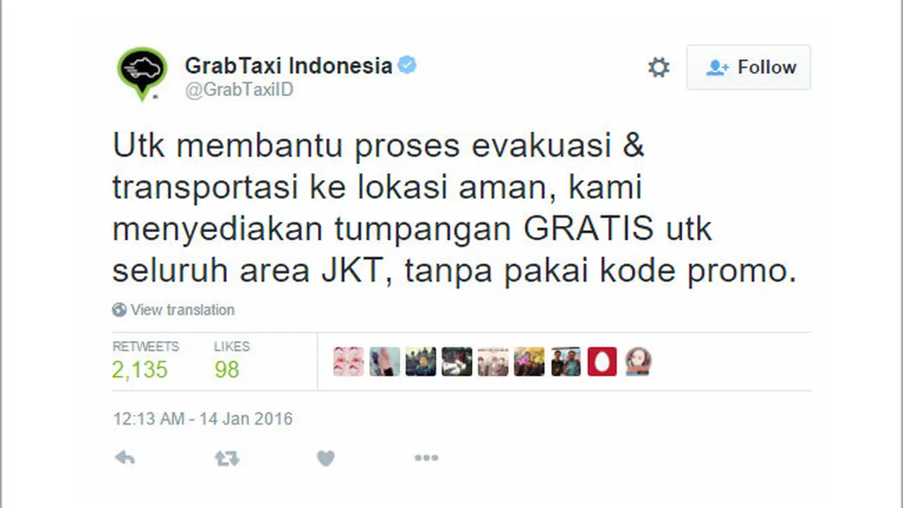 Evakuasi Gratis Grab Taxi *FOTO
