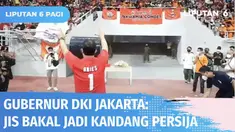 Mengenakan kostum klub sepak bola Persija dengan nomor punggung 1, Gubernur DKI Jakarta, Anies Baswedan datangi Jakarta International Stadium. Anies memastikan JIS akan jadi kandang Persija.
