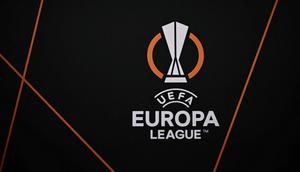 Logo Liga Europa dipajang sebelum pengundian play-off babak gugur turnamen sepak bola Liga Europa UEFA 2024-2025 di House of European Football di Nyon, pada 31 Januari 2025. (Fabrice COFFRINI/AFP)