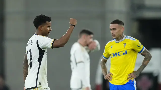 Selebrasi Rodrygo saat membantu Real Madrid mencukur Cadiz di LaLiga