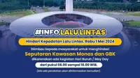 Polisi menyiapkan rekayasa lalu lintas guna mengantisipasi kepadatan arus kendaraan pada saat peringatan May Day atau Hari Buruh Internasional pada hari ini (1/5/2024). (Merdeka).