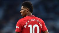 Pelatih Paris Saint-Germain, Thomas Tuchel, mengidentifikasi Marcus Rashford sebagai target transfer pada bursa transfer musim panas ini. (AFP/Glyn Kirk)
