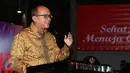 Ketua PB PABBSI Rosan P Roslani memberi sambutan pembuka Rakernas PB PABBSI di Jakarta, Selasa (20/12). Rakernas ditandai dengan pemberian bonus bagi atlet berprestasi dan dibuka Menpora Imam Nahrawi. (Liputan6.com/Helmi Fithriansyah)