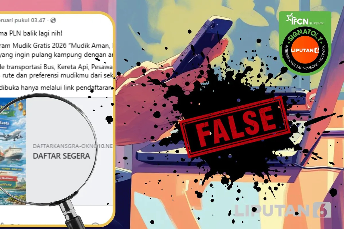 Klaim pendaftaran mudik gratis PLN hasil tangkap layar Cek Fakta Liputan6.com