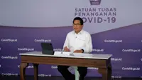 Juru Bicara Satgas COVID-19 Wiku Adisasmito menyampaikan perkembangan kematian di Indonesia cenderung melambat ketika tingkat dunia mengalami kenaikan saat konferensi di Graha BNPB, Jakarta, Kamis (25/3/2021). (Tim Komunikasi Satgas COVID-19)
