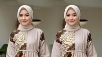Model Gamis Terbaru Kombinasi Batik 2025. (Liputan6.com/MetaAi)