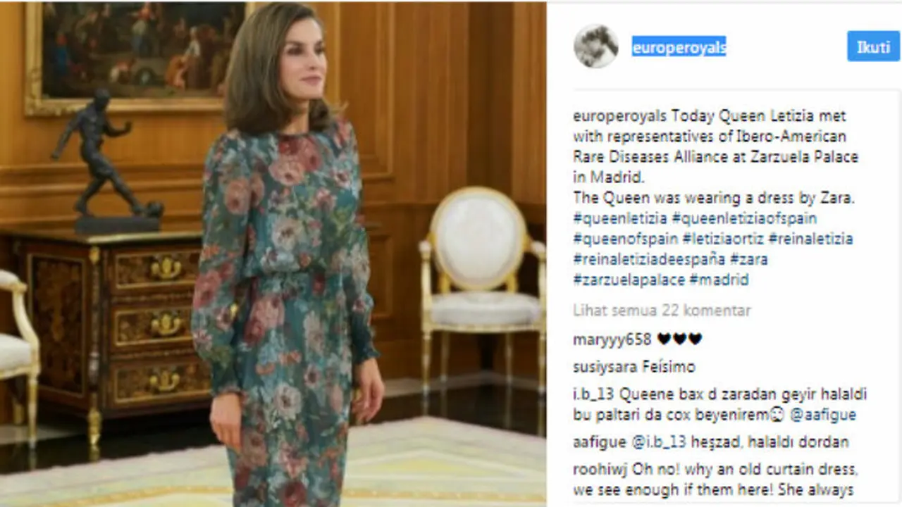 Ratu Spanyol Tertangkap Kamera Menggunakan Gaun Murah