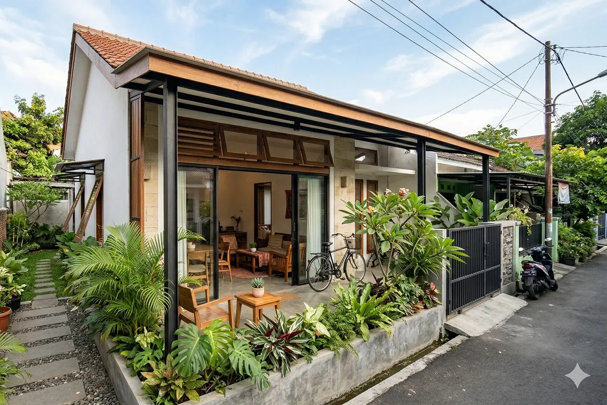 Rumah Kecil 1 Lantai Ventilasi Silang untuk Lahan Sempit (Foto: Gemini AI)