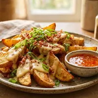 Resep potato wedges dengan saus keju (AI generated)
