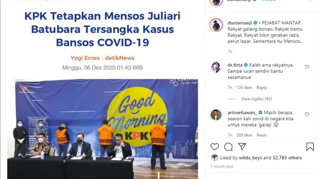 Anji komentari kasus Mensos Juliari Batubara