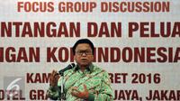 Wakil Ketua MPR RI Oesman Sapta Odang (OSO) saat menjadi Pembicara Rapat Umum Anggota (RUA) IX AEKI di Jakarta, Kamis (10/3). Produksi kopi Indonesia mencapai 685 ribu ton per tahun atau 8,9 persen dari produksi kopi. (Liputan6.com/Johan Tallo)