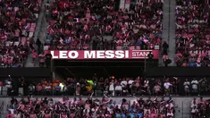 Inter Miami memberikan penghormatan untuk pemainnya Lionel Messi dengan menamai salah satu sisi tribune mereka dengan nama sang pemain. (AP Photo/Lynne Sladky)