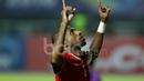 Ekspresi pemain Indonesia, Boaz Solossa, setelah mencetak gol ke gawang Vietnam dalam laga leg pertama semifinal Piala AFF 2016 di Stadion Pakansari, Bogor, Sabtu (3/12/2016). (Bola.com/Peksi Cahyo)