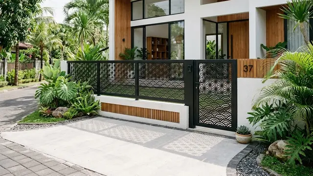 Pagar Laser Cut Bermotif Geometris